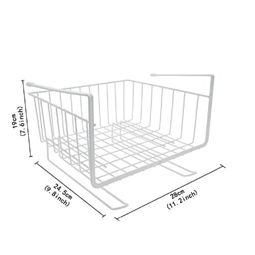 Bianco 12" Multifunctional Storage Basket Kitchen Storage Rack Under Cabinet Storage Shelf Basket Wire Rack Organizer Storage (White, Pack of 1)