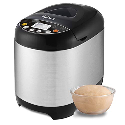 Lifelong Dough Maker & Bread Maker Machine for Kitchen - 550W Fully Automatic Dough Maker Machine - 19 Pre-Set Menu with Adjustable Crust Control & LCD Display- Flour Kneading Machine for Home (Black)