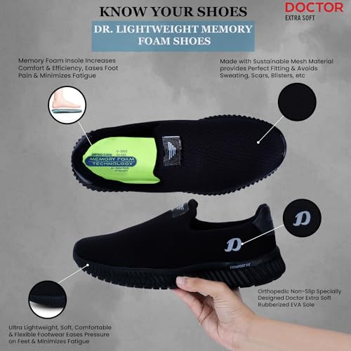 DOCTOR EXTRA SOFT Memory Foam Mens Running Shoe | Sports,Gym,Training,Walking,Jogging,Casual | Lightweight & Comfortable | Loafer Sneakers Lace-Up Athletics Moccasins Slipon For Gent's & Boy's D-2005