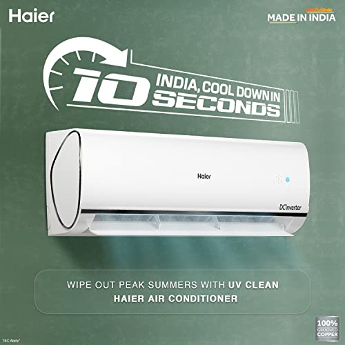 Haier 1.6 Ton 5 Star, WiFi, Inverter Split AC(Copper, Convertible 7 in 1 Cooling Modes, Antibacterial Filter, 2023 Model, HSU19U-PYFC5BE-INV, White)