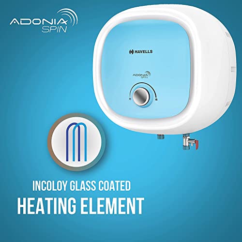 Havells Adonia Spin 25-Litre Vertical Storage Water Heater (Geyser) White Blue 5 Star, Wall Mounting