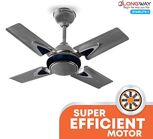 LONGWAY Starlite-1 600mm/24 inch High Speed Anti-dust Decorative 5 Star Rated Ceiling Fan 850 RPM with 3 Year Warranty (Silver Blue, Pack of 1)