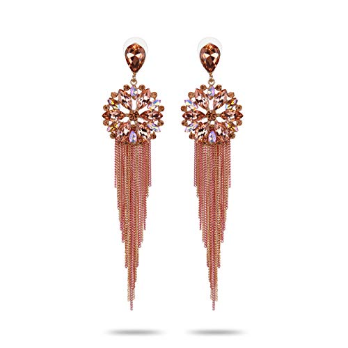 YouBella Jewellery Earrings For Women Crystal Tassel Handmade Earrings For Girls And Women (Peach)