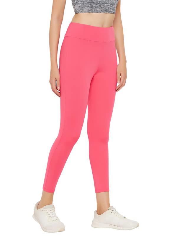 Clovia Women's High Rise Activewear Tights in Pink (AB0042B22_Pink_L)