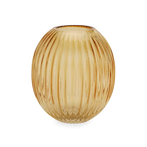 Pure Home + Living Glass, Bell Vase, (Height-14.3 Centimeters, Gold.