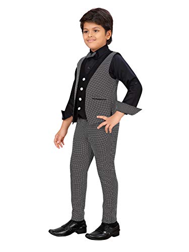 AJ DEZINES Kids Regular Fit Clothing Suit Set For Boys (732-BLACK-10)
