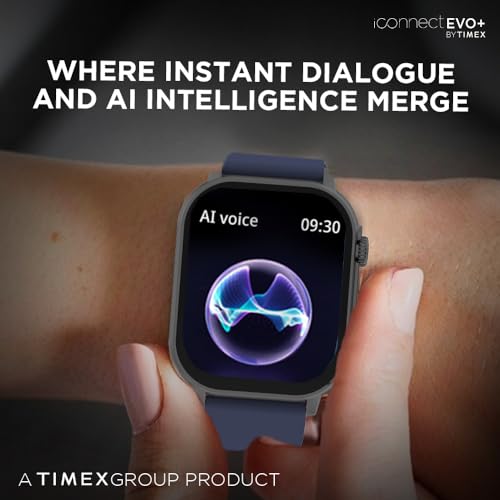 TIMEX iConnect EVO+Made in India Unisex Smartwatch|Largest Display 2.04" AMOLED with 368x448 Pixel Bluetooth Calling|Rotating Functional Crown|AI Voice Assist|Upto 7 Days Battery-TWIXW400T