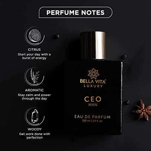 Bella Vita Luxury CEO MAN Eau De Parfum Perfume for Men with Lemon, Lavender, Tonka & Agarwood|Woody & Spicy Long Lasting EDP Fragrance Scent, 100 Ml