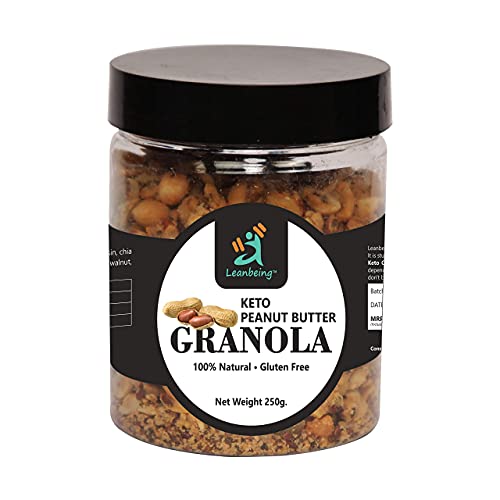 Keto Peanut Butter Granola 250G | Low Carb Cereal, Gluten & Grain Free, High Protein Keto Cereals Energy Snack.