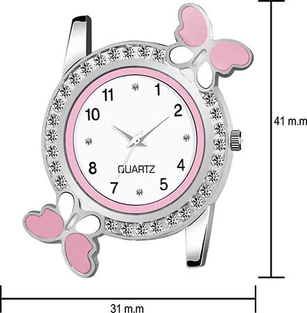Acnos® Premium White Dial Diamond Pink Analog Watch with Diamond Bracelet for Girls Best Design Butterfly Combo 3 Pack of 3