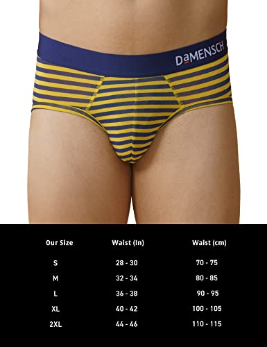 DAMENSCH Deo-Cotton Men's Anti-Bacterial Moisture-Free Cotton Printed Briefs-Stroke Grey-Pack of 1-Medium