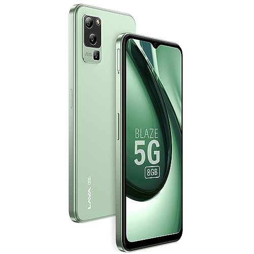 Lava Blaze 5G (Glass Green, 8GB RAM, UFS 2.2 128GB Storage) | 5G Ready | 50MP AI Triple Camera | Upto 16GB Expandable RAM | Charger Included | Clean Android (No Bloatware)