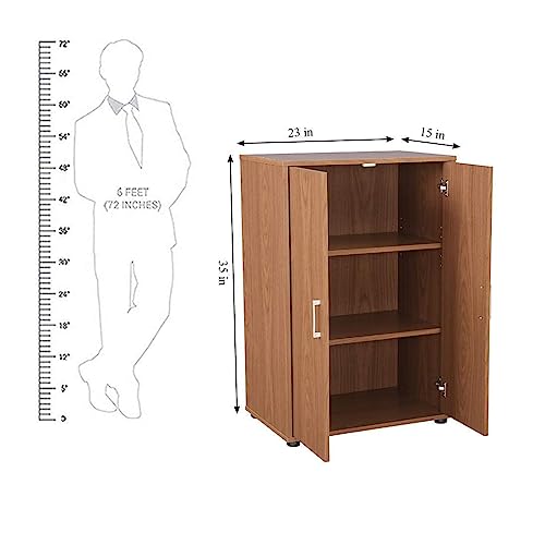 DesignFit Engineered Wood Multipurpose Side Board Cabinet Storage Cabinet for Kitchen and Living Room (Walnut Finish)