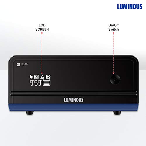 Luminous Zelio+ 1100 Pure Sinewave 900VA/12V Inverter for Home, Office and Shop (supports 1 inverter battery of 12V)