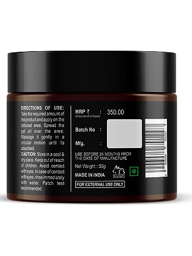 Beardo Tattoo Shiner Hydro Gel, 50g | Heals & Maintains Tattoo Ink | Tattoo Shiner for Men | Brighten & Shine Tatoo for Men