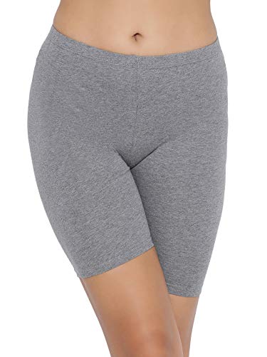 Clovia Women's Cotton Mid Waist Cycling Shorts (PN3352P05_Grey_S)