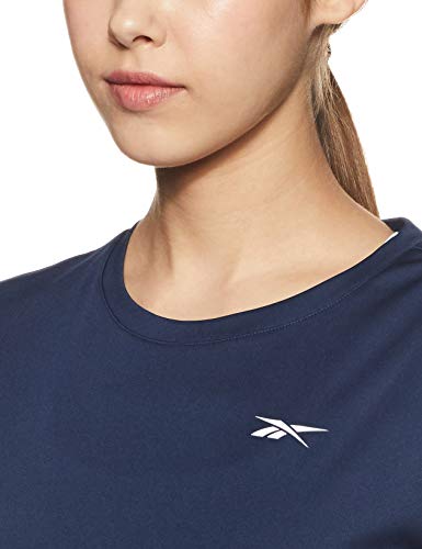 Reebok Women's Striped Slim fit Sports T-Shirt (FQ4935_Collegiate Navy X-Small)