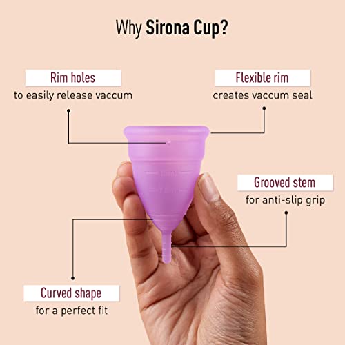 Sirona Reusable Menstrual Cup for Women | Large Size with Pouch|Ultra Soft, Odour and Rash Free|100% Medical Grade Silicone |No Leakage | Protection for Up to 8-10 Hours | US FDA Registered,Pack of 1