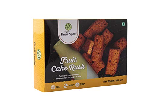 The Flavour Republic Fruit Cake Rusk - 500 Gms(Combo Pack 2 * 250 Gms) Pure Vegetarian Premium Fruit Cake Rusk || Handmade Crispy & Delicious Cake Rusk