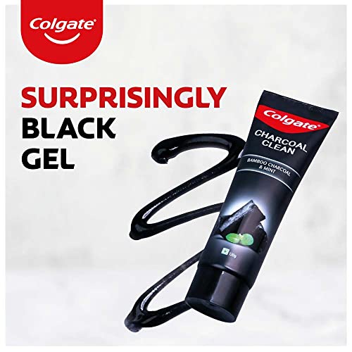 Colgate Charcoal Clean 240g (120g x 2, Pack of 2) Black Gel Toothpaste, Pack of Deep Clean Toothpaste With Bamboo Charcoal & Wintergreen Mint For Plaque Removal, Tingling Fresh Mouth Experience