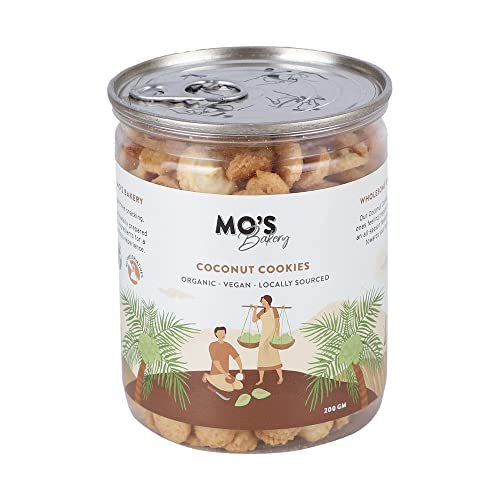 Mo's Coconut Cookies, 200 G| Organic & Vegan | Tasty and Nutritious cookies |100% Natural & Preservatives Free