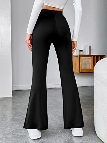 DIGITAL SHOPEE Women's & Girls' Solid Side Split Hem Flare Leg Bell Bottom Pants Trouser (Black, Medium)