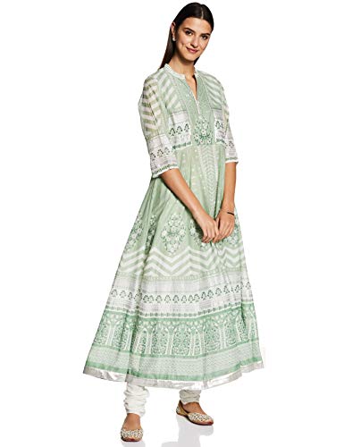 W for Woman Women's Cotton Kurta (19FEW12067-111099_Green_2XL (16))