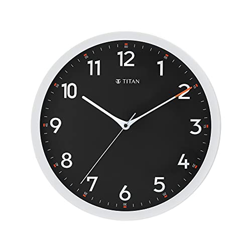 Titan Plastic Contemporary Wall Clock with Silent Sweep Technology, 30 Cmx30 Cm (Medium) (White)