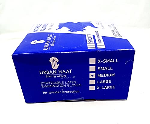 URBAN HAAT Powder Free Nitrile Gloves For Multiple Purpose In Medium Size (100 Pieces), Pack of 1