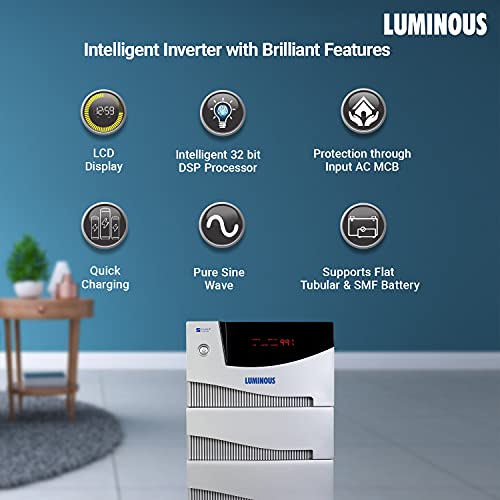 Luminous Inverter & Battery Combo (Cruze 3.5 KVA Sine Wave 3500VA/48V Inverter with RC18000 Tall Tubular 150Ah Battery - 4 Batteries) for Home, Office & Shops