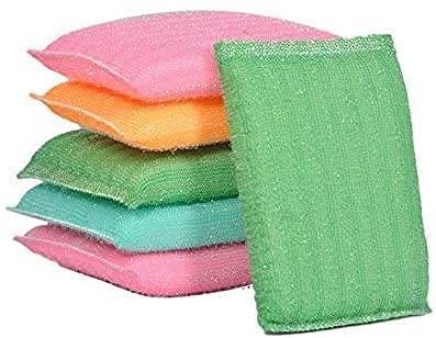 Prime hub Multi Colour Foam Pad Sponge Scrubber Kitchen Scrubber for Dish/Utensils/Tiles Cleaning Heavy Quality (Set of 6)