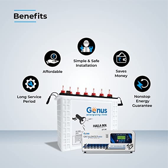 Genus Inverter with Battery Combo + Challenger 1100 + Hallabol GTT240 Tall Tubular Battery + Blue Color Trolley Combo