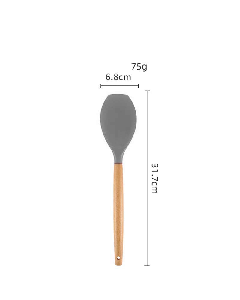 Spatlus Woodtula Silicone Spatula, BPA Free &Heat Resistant up to 445°F,Wooden Handle Non Stick Rubber Kitchen Spatulas for Cooking, Baking, and Mixing 31.7 cm Grey