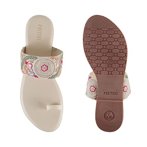 Metro Women Beige Flat Sandal UK/5 EU/38 (32-1702)