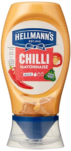 Hellmann's Chilli Mayonnaise Fired by Tabasco Pepper Sauce, 250 ml, Red & Cream