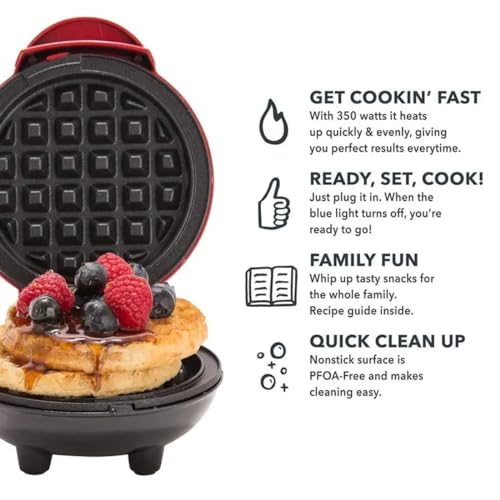 Mini Waffle Maker 4 Inch- 350 Watts: Stainless Steel Non-stick Electric Waffle Maker Machine For Individual Belgian Waffles, Pan Cakes, Paninis Or Other Snacks Home Appliances