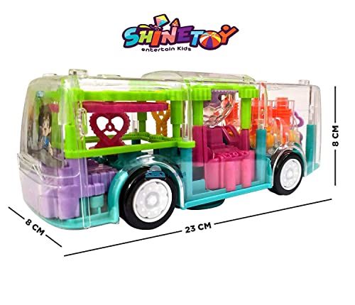 India Toy Concept Transparent Car Toy with Colorful Light and Charming Music Car with Colorful Moving Gears, Music Toy for Boys Girls Kids, Great Birthday Gift (Concept Bus)