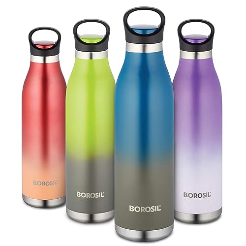 Borosil Stainless Steel Hydra ColourCrush - Vacuum Insulated Flask Water Bottle, 700 ML, Blue