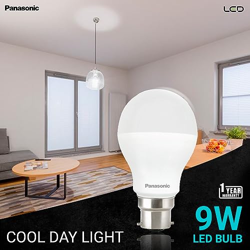 Panasonic 9W LED Bulb | LED Bulb 9 watt with B22 Base | 4kV Surge Protection 9 Watt Bulb (Cool Day Light, Pack of 2)