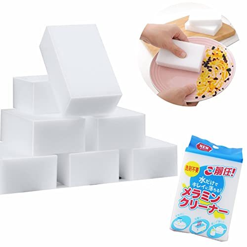 Sichumaria 6 Pcs Magic Eraser Sponges For Cleaning:Kitchen Cleaning Wipes(100X70X30 Mm) Cleaner Non-Scratch Scrub Sponge For Bathroom,Office,Floor,Wall,Dirt,Stain,Pen Mark Chemical Free Eraser Foam