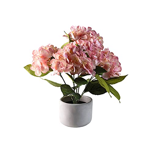 Pure Home and Living Artificial Hydrangea Bush with Cement Pot Medium