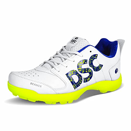 DSC unisex-adult Beamer Cricket Shoes Fluro Yellow-White Cricket Shoe - 10 UK (1502451)
