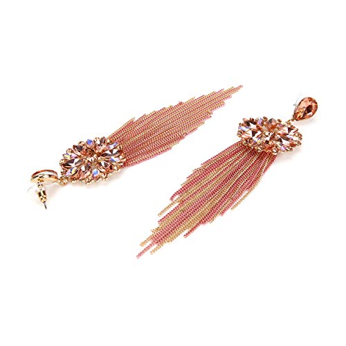 YouBella Jewellery Earrings For Women Crystal Tassel Handmade Earrings For Girls And Women (Peach)