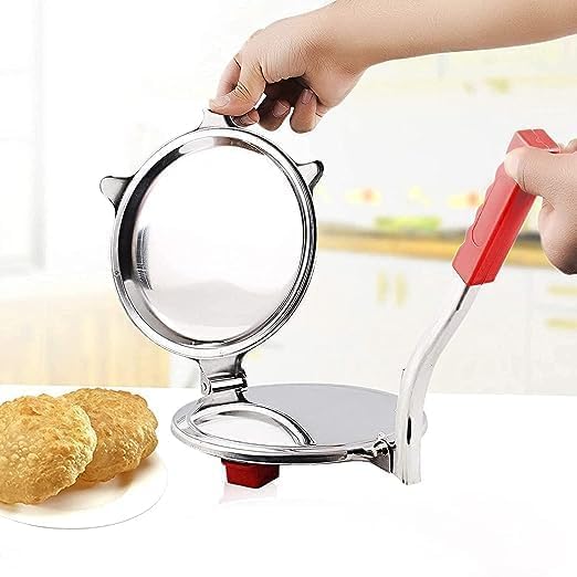 SHIORN SOON Home Puri Maker Press Machine - Roti Chapati Presser | Papad | Khakhra | Poori Manual Hand Press Steel with Handle for Kitchen and Stainless Steel (5 inch)