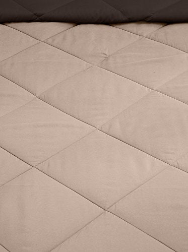 Amazon Brand - Solimo Microfibre Reversible Comforter, Single (Sandy Beige & Walnut Brown, 200 GSM)