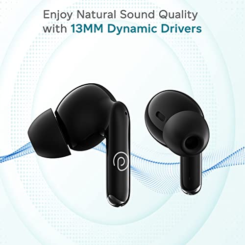 pTron Bassbuds Eon Truly Wireless in Ear Earbuds with Mic,ENC, 13mm Driver, Stereo Sound, BT 5.3 Headphone, Quick Pairing, Touch Control, Fast Charging & 30Hrs Playtime, IPX4 & Voice Asst (Grey/Black)