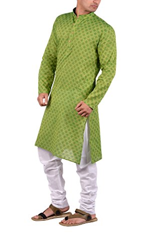 Maharaja Shirt Men's Cotton Kurta Pyjama (MSKP002-40, Green, 40)