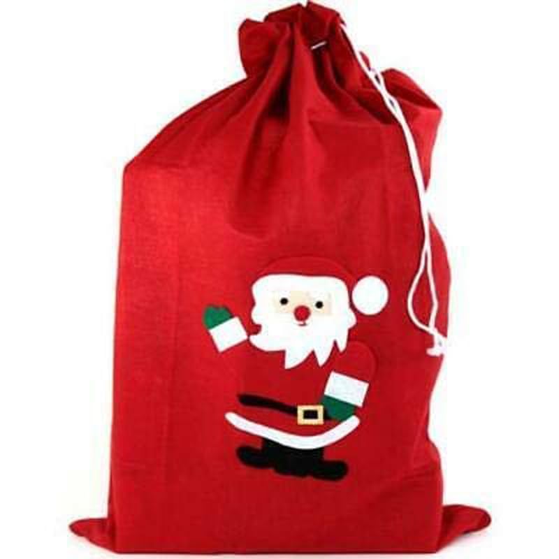 Evisha Large Size 4 Pcs Santa Claus Haversack Bags for Christmas Tree Party Decoration Hanging Red