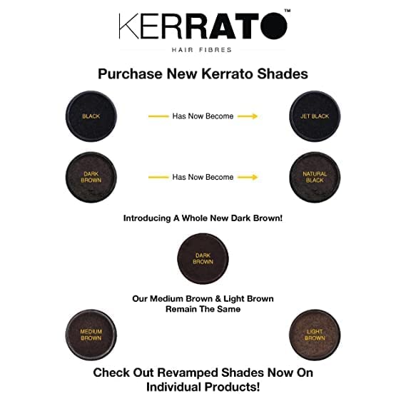 Kerrato Hair Fibres for Thinning Hair (NATURAL BLACK) Natural - 4g - Conceals Hair Loss in 10 seconds - Natural Hair Thickener & Fibers for Thin Hair for Men & Women