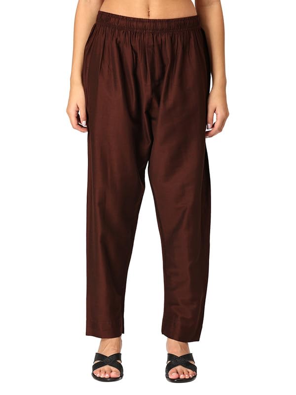 Inakshini Suhana Chocolate Brown High - Low Co-ord Set with V Neck and Straight Pants - XL